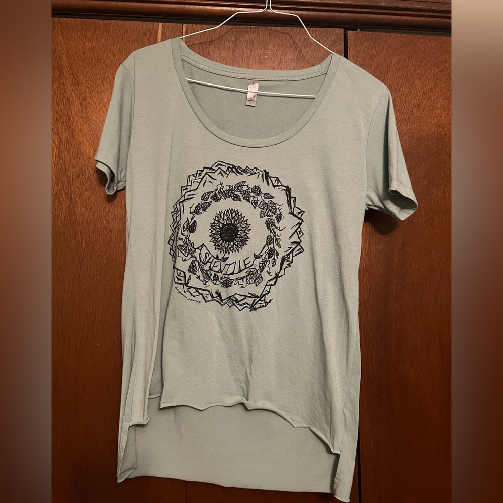 Asheville Graphic Print Light Green Women's Top
